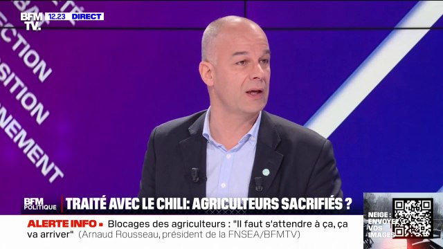 Arnaud Rousseau, président de la FNSEA, affirme qu'il n'aurait pas voté le traité de libre-échange avec le Chili