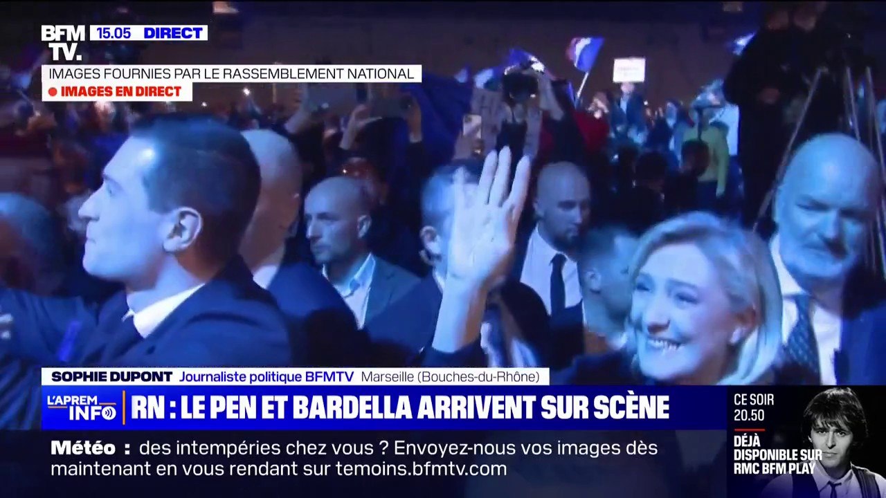Européennes: l'arrivée de Jordan Bardella et Marine Le Pen pour le lancement de la campagne du Rassemblement National