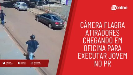 Câmera flagra momento que atiradores chegam em oficina executam jovem