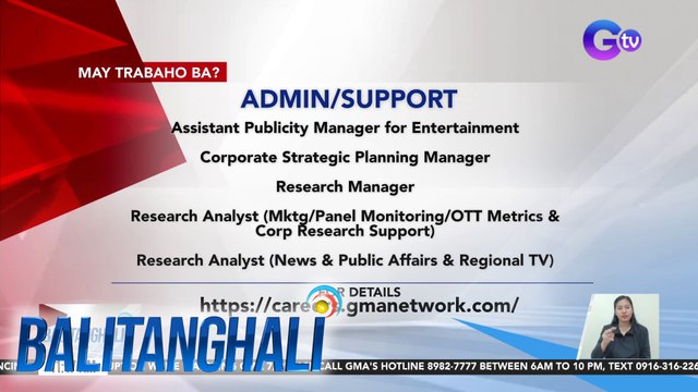 GMA Network Inc., hiring sa ilang posisyon | BT