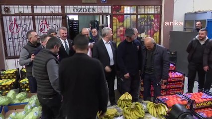Toptancı Hali'nde esnafla buluşan Mansur Yavaş alkış ve sloganlarla karşılandı