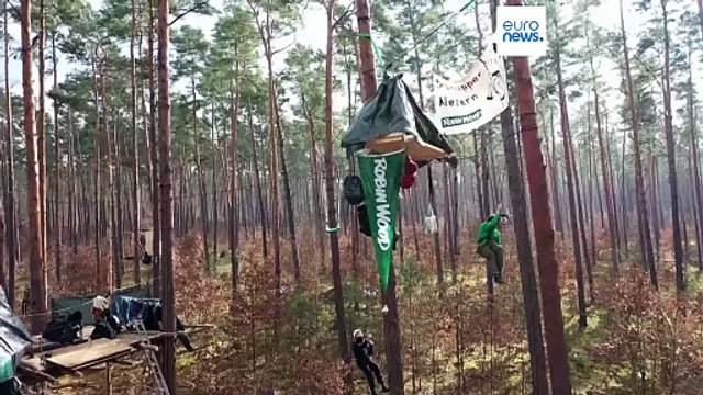 Activistas protestan contra los planes de expansión de la 'gigafábrica' de Tesla en Alemania