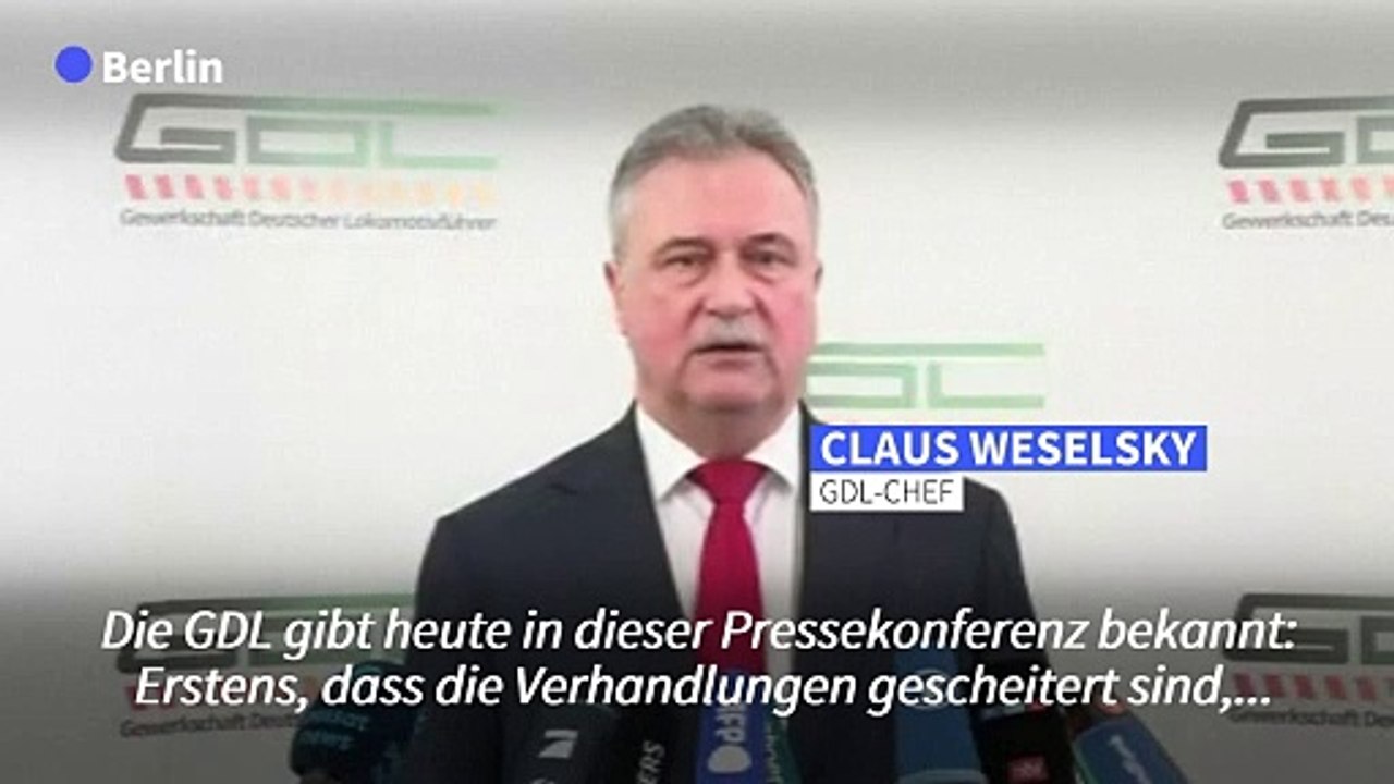 Lokführergewerkschaft GDL kündigt 35-Stunden-Streik ab Mittwochabend an