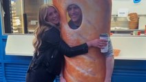 Olly Murs dresses up as a sausage roll to throw surprise Greggs-themed baby shower for wife Amelia