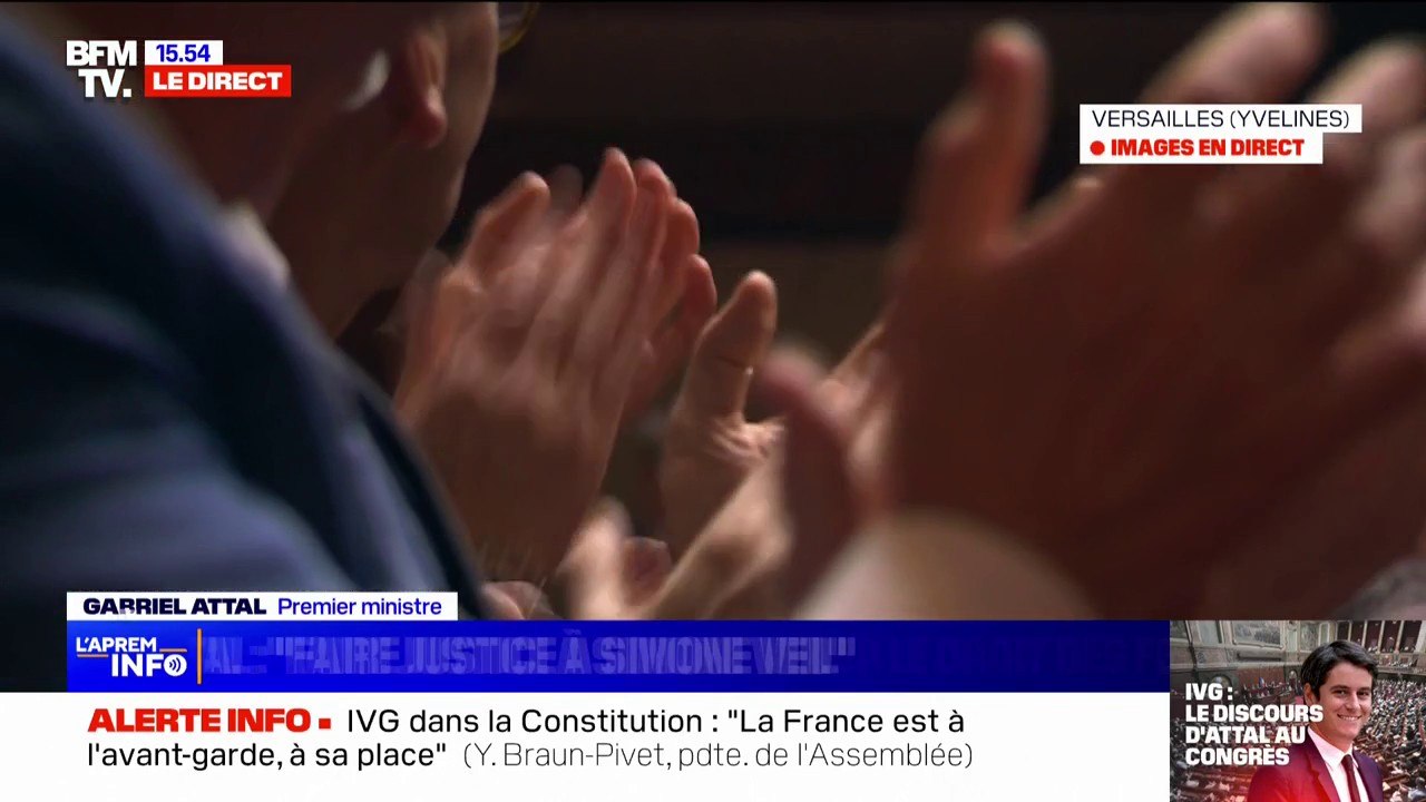 IVG dans la Constitution: "Que la force de vos applaudissements fasse justice à Simone Veil", adresse Gabriel Attal aux parlementaires