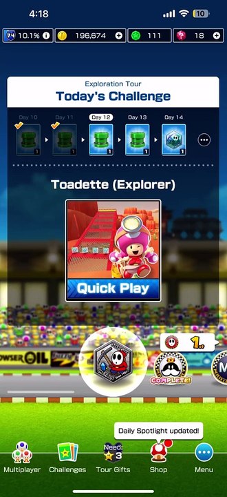 Mario Kart Tour - Today’s Challenge Gameplay (Exploration Tour 2024 Day 12)