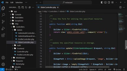 Delete Slider Feature Part 1 in Restaurant E-commerce Project in Laravel #32
