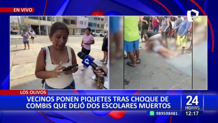 Download Video: Los Olivos: vecinos colocan piquetes tras muerte de dos escolares en accidente vehicular