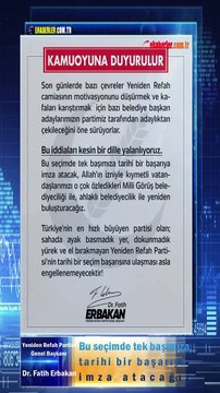 Yeniden Refah Partisi Lideri Erbakan: Bu seçimde tek başımıza tarihi bir başarıya imza atacağız
