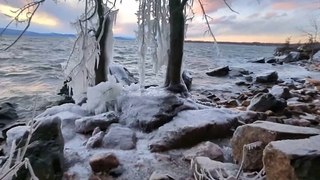 Icy Blast Freezes Trees and Coastline in Vermont