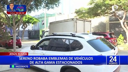 Jesús María: separan a sereno que fue captado robando emblema de vehículo