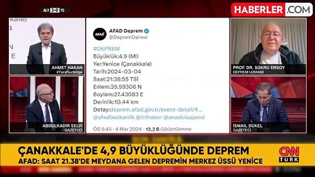 Çanakkale'deki 4.9'luk deprem büyük İstanbul depremini tetikler mi? Deprem uzmanı Şükrü Ersoy yanıtladı