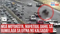 Mga motorista, napatigil dahil sa bumulaga sa gitna ng kalsada! | GMA Integrated Newsfeed