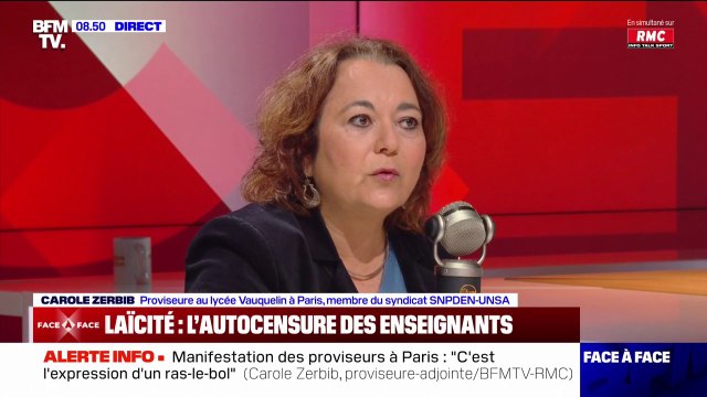 Ce n'est pas admissible : Carole Zerbib (SNPDEN-UNSA) regrette l'autocensure de certains professeurs