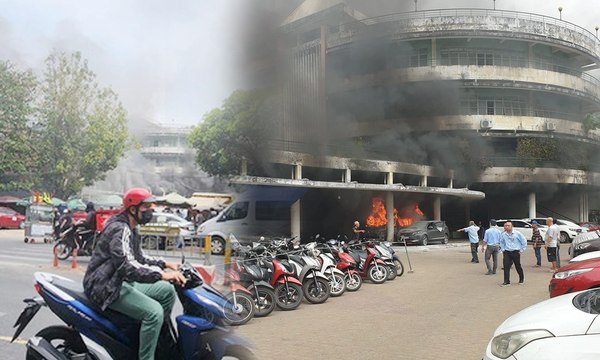 Xảy ra cháy lớn trong bãi xe ở quận 10, nhiều ôtô bị thiêu rụi