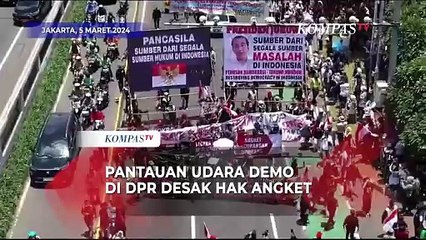Pantauan Udara Demo Relawan Anies-Cak Imin dan Ganjar-Mahfud, Desak Hak Angket Digulirkan DPR