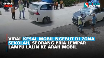 Viral Kesal Mobil Ngebut Di Zona Sekolah , Seorang Pria Lempar Lampu Lalin Ke Arah Mobil