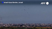 Aid airdropped on northern Gaza, seen from Israel