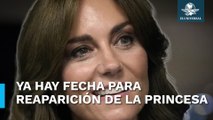 Confirma Kate Middleton su primer acto oficial tras someterse a una cirugía en enero