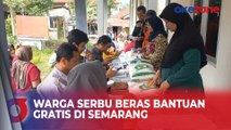 Ratusan Warga Serbu Beras Bantuan Gratis di Semarang