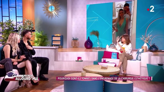 Faustine Bollaert mal à l'aise face à des invités accros à la chirurgie esthétique, dans Ca commence aujourd'hui , sur France 2