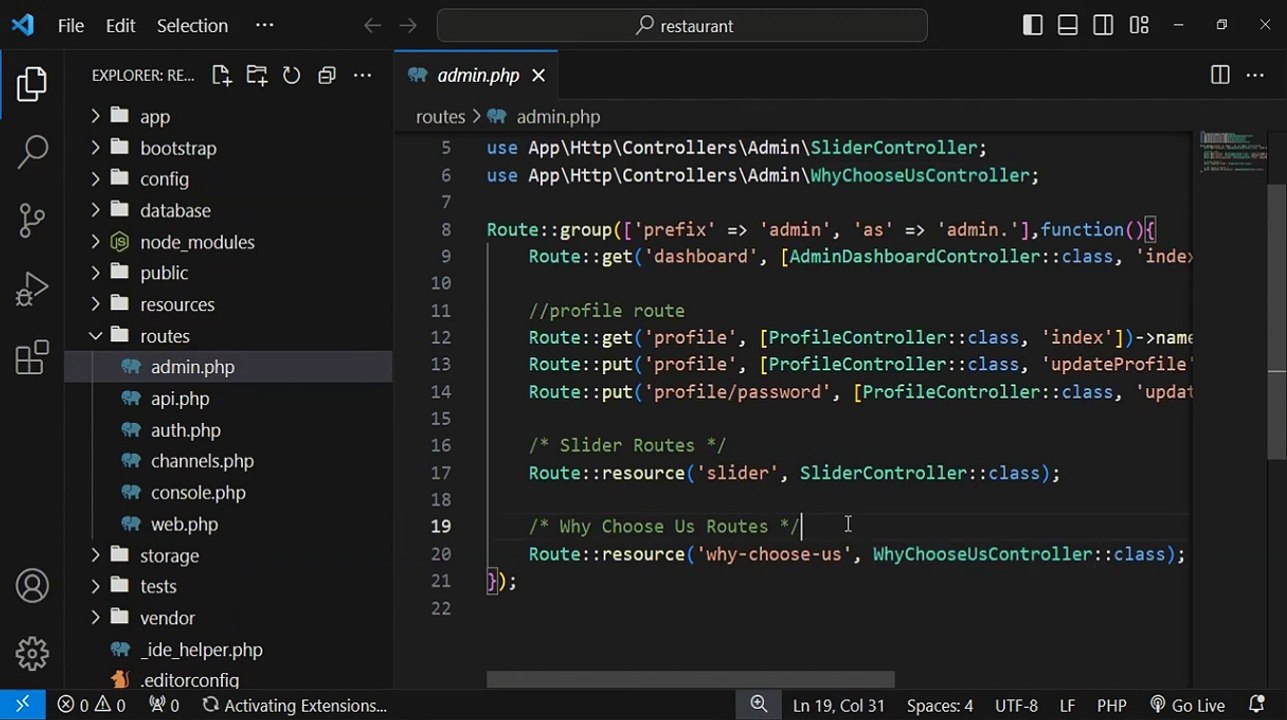 Section Title Update Feature Implement in Laravel | Restaurant Project in Laravel #38