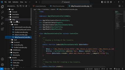 Handle the Create Form & Showing Data at Index | Restaurant Project in Laravel #40