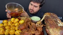 ASMR; Eating Spicy Eggs Curry+Chicken Curry+Raosted Mutton Legs+Extra Spicy Gravy || Real Mukbang
