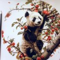 a hyper realistic panda drawing ,cute panda on a tree branc,Midjourney prompts