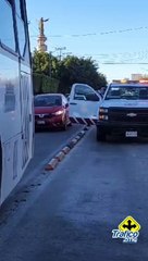 Incidente entre unidad de Mi Macro Calzada y un vehículo particular