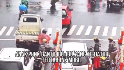 Viral Anak Punk Membantu Ibu-Ibu Yang Terjatuh Akibat Tertabrak Mobil