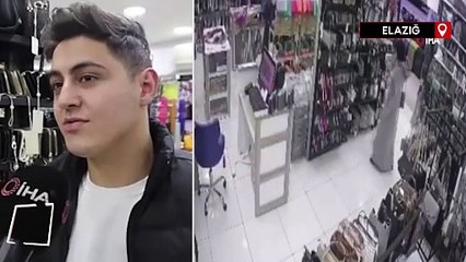 Elazığ'da mağazadan çanta hırsızlığı kamerada