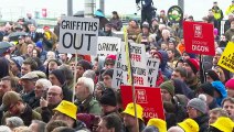 Farmers protest on the steps of the Senedd