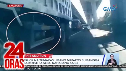 Truck na tumakas umano matapos bumangga sa kotse sa SLEX, naharang sa C5 | 24 Oras