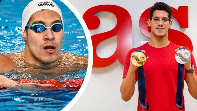 El nadador Hugo González visita la redacción de AS tras sus dos medallas en los Mundiales de Doha