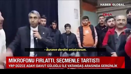 Güloğlu'ndan beklenmedik hareket! mikrofonu fırlattı, seçmenle tartıştı