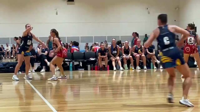 Milly Brock scores for the Bendigo Strikers against VNL opponents Southern Saints