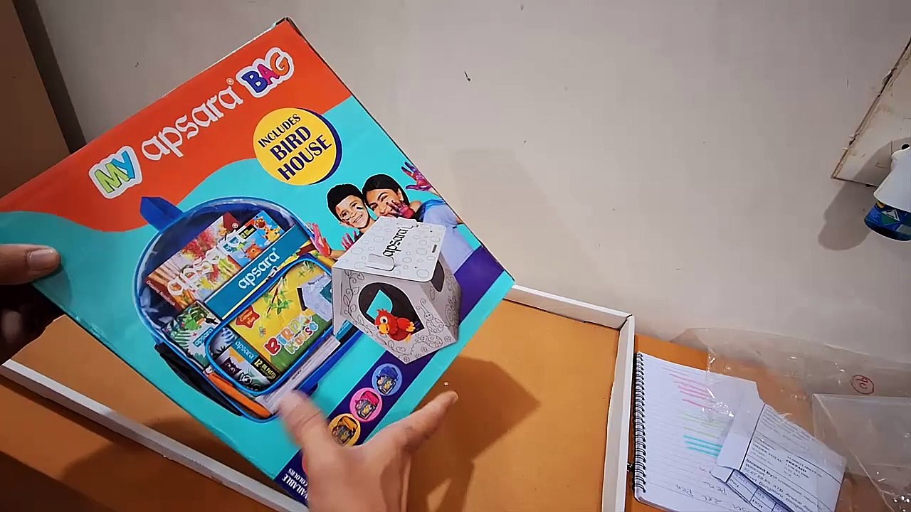 Unboxing and Review of Apsara My Bag Stationery Kit-Diy House Premium Colours Crayons Tubes