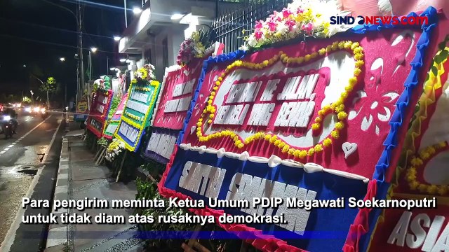 Karangan Bunga Berisi Dukungan Banjiri Kantor PDIP di Menteng