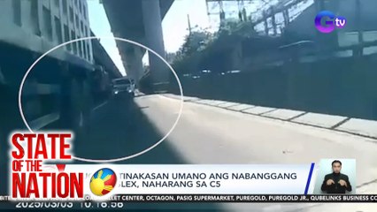 Truck na tinakasan umano ang nabanggang kotse sa SLEX, naharang sa C5 | SONA