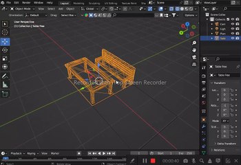 Blender My Assets Table bench and floor plane Download