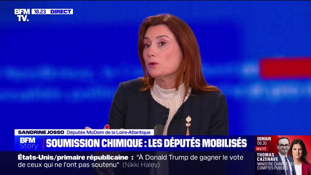 Soumission chimique: On se rend compte que certaines victimes s'ignorent déclare Sandrine Josso, députée Modem, victime présumée d'un sénateur