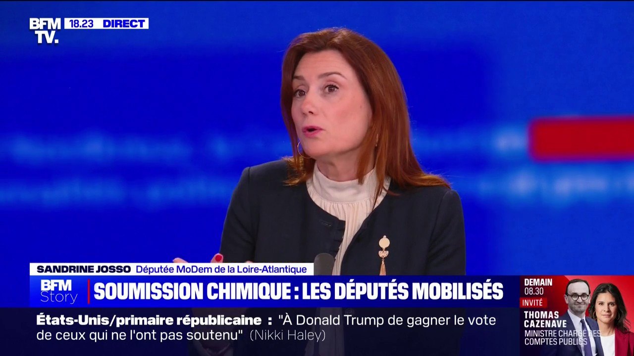 Soumission chimique: "On se rend compte que certaines victimes s'ignorent" déclare Sandrine Josso, députée Modem, victime présumée d'un sénateur