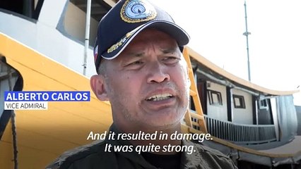 Philippine boat has windows broken and crew injured by Chinese water cannon