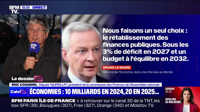 Plan d'économies: En ce moment, ce n'est pas la dette qui devrait être notre priorité explique Éric Coquerel, président LFI de la Commission des Finances de l'Assemblée