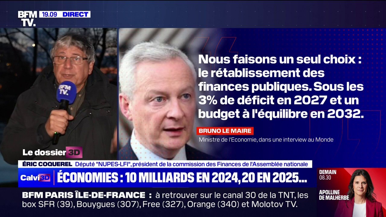 Plan d'économies: "En ce moment, ce n'est pas la dette qui devrait être notre priorité" explique Éric Coquerel, président LFI de la Commission des Finances de l'Assemblée
