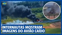 Usuários nas redes sociais compartilham imagens do avião caído na Pampulha