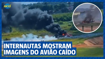 Usuários nas redes sociais compartilham imagens do avião caído na Pampulha