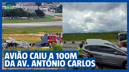 Avião caiu a cerca de 100 metros à avenida Antônio Carlos, na Pampulha