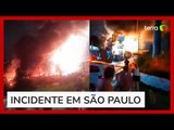 Incêndio provoca explosões e destrói galpão na Grande São Paulo